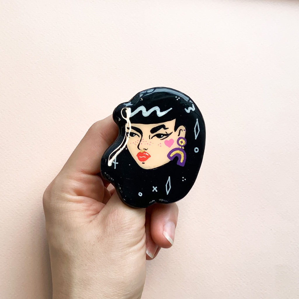&quot;Lady Face&quot; Clay Pin