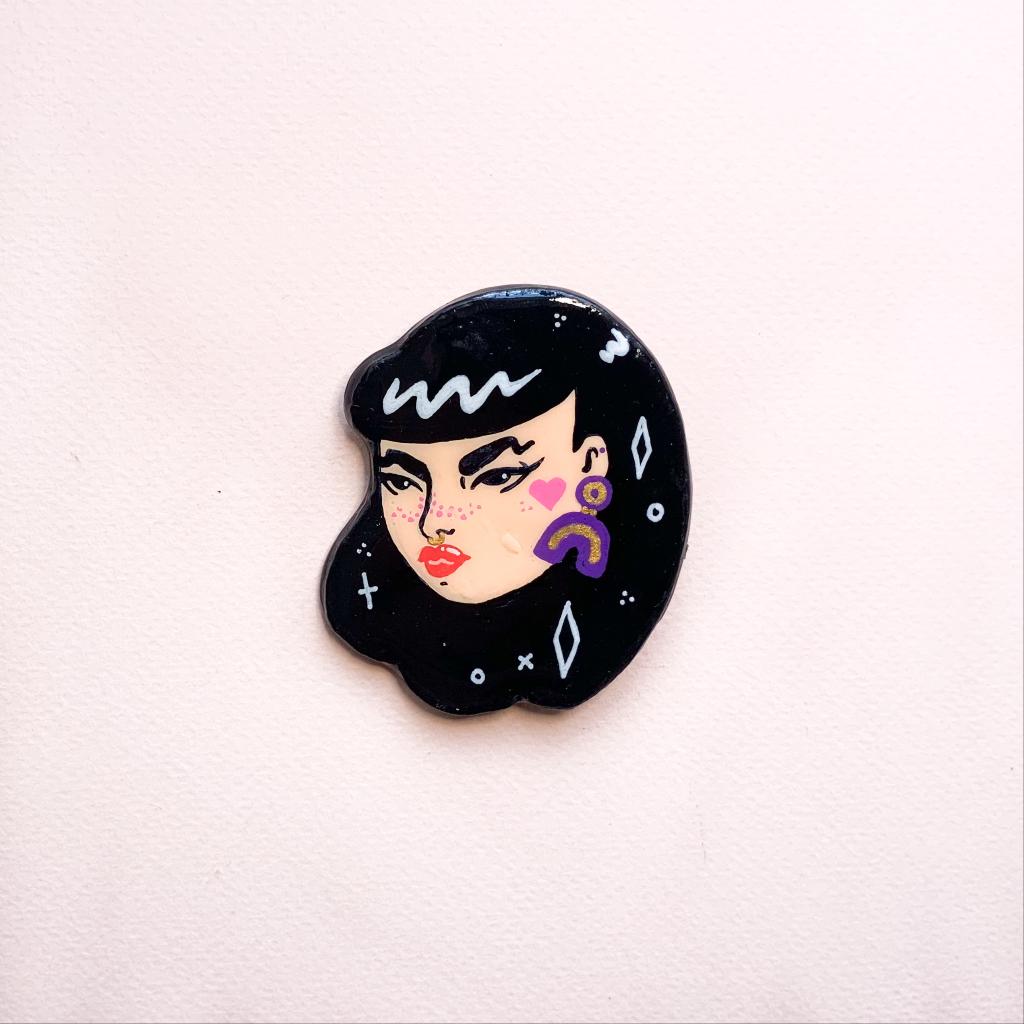 &quot;Lady Face&quot; Clay Pin